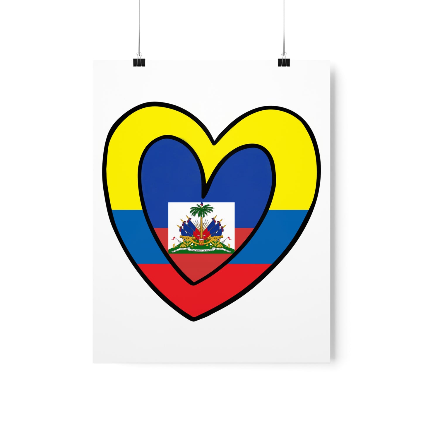 Colombian Haitian Flag Inner Heart Colombia Haiti  Premium Matte Poster