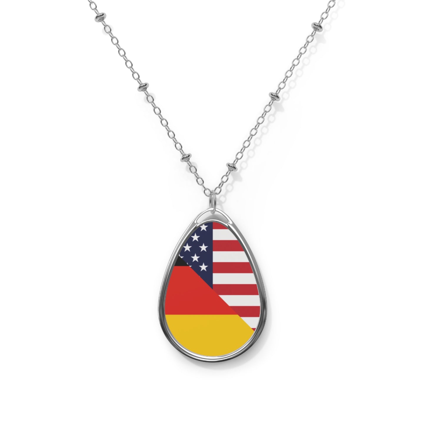 German American Flag Germany USA Oval Necklace One Size