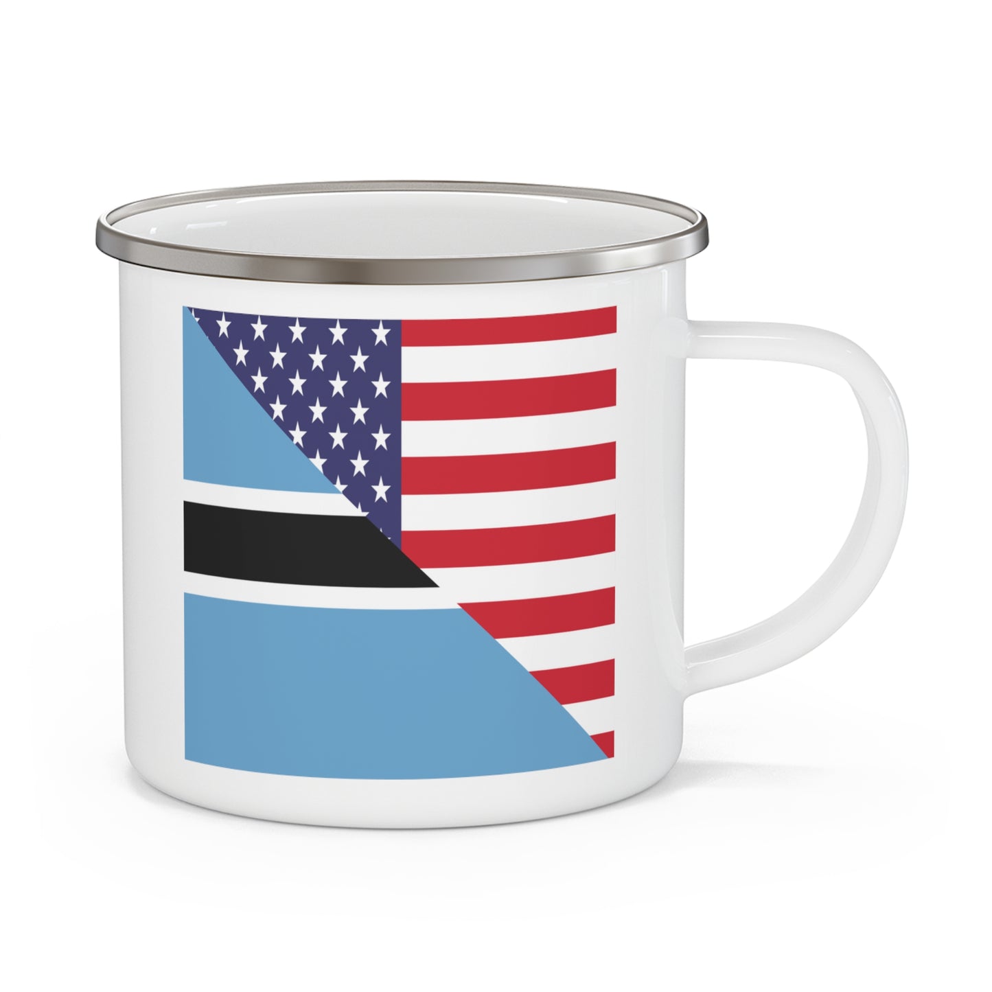 Botswana American Flag USA 12oz Enamel Mug