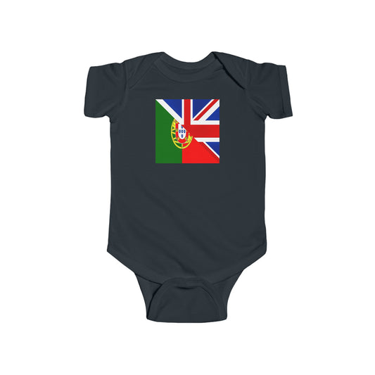 Portugues English Flag Portugal Union Jack Great Britain Baby Bodysuit | Newborn Boy Girl