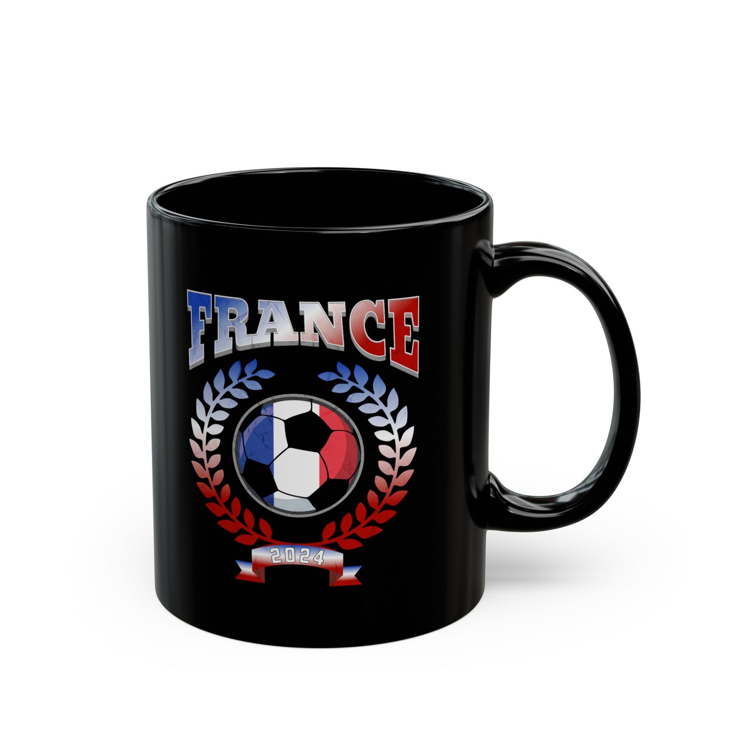 France 2024 Soccer Football Championship Games French Team Black Mug (11oz, 15oz)