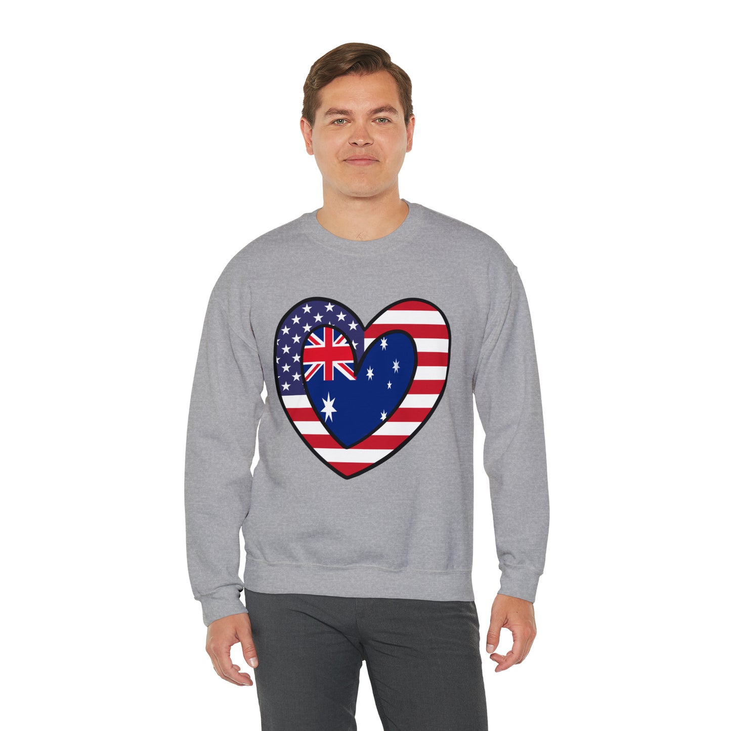 Australian American Heart Valentines Day Gift Half Australia USA Flag Unisex Sweatshirt