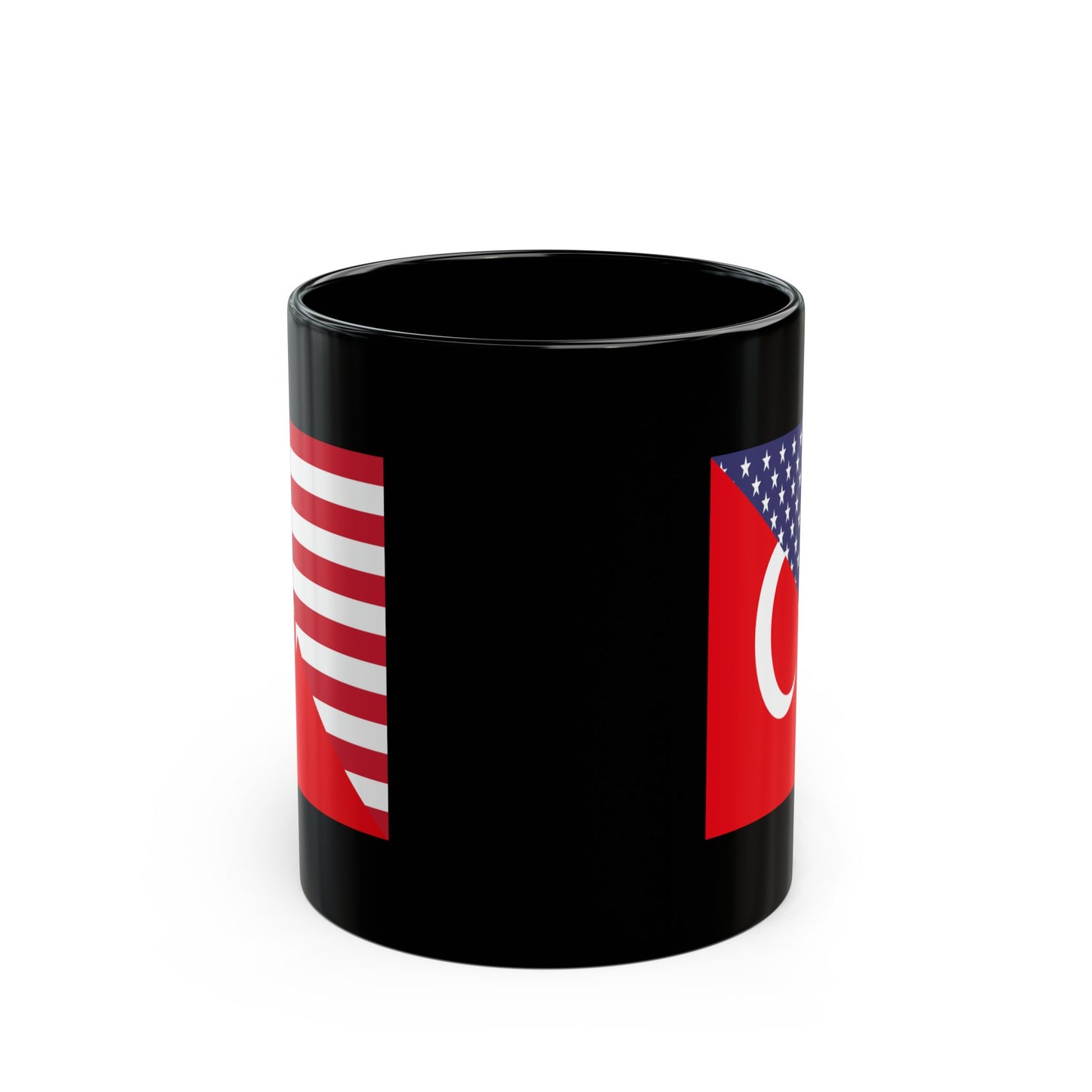 Turkey American Flag Half USA Black Mug (11oz, 15oz)