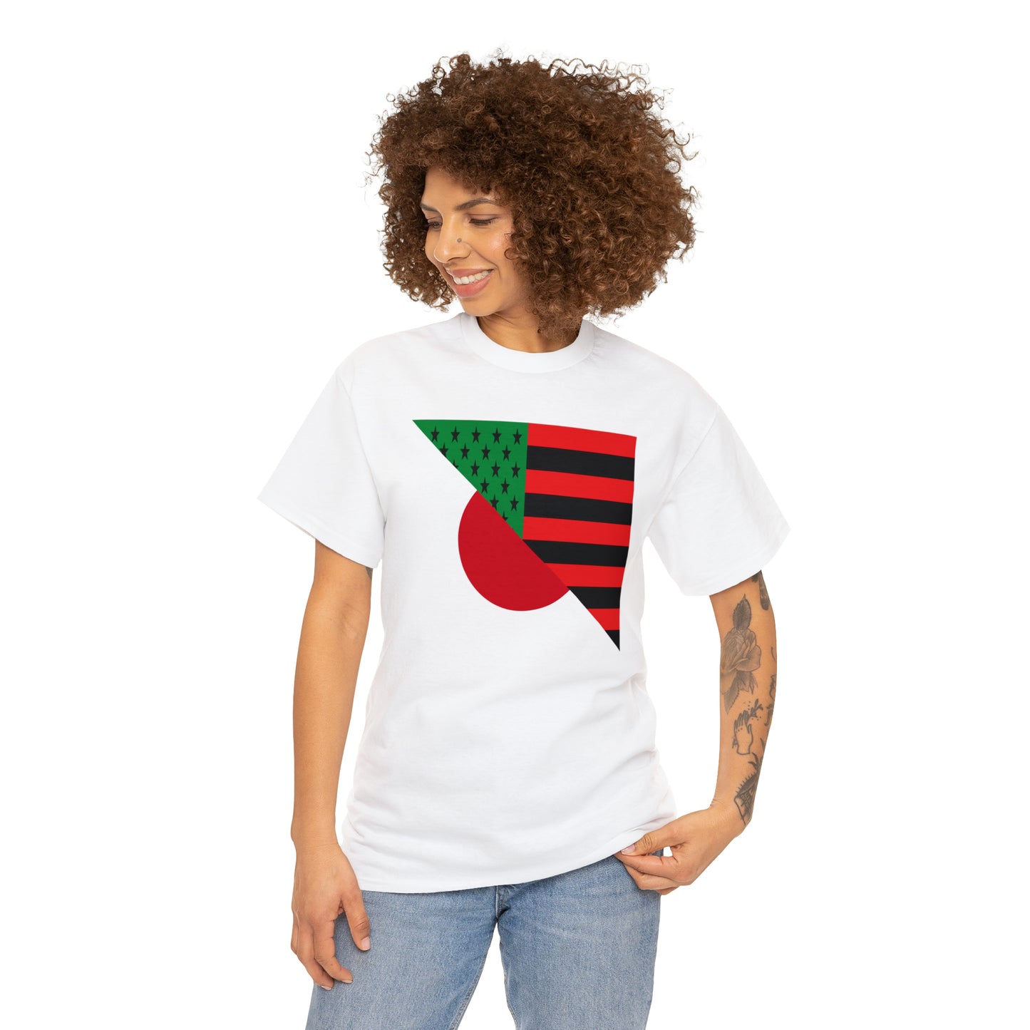 Black Japanese Flag Half African American Japan T-Shirt | Unisex Tee Shirt