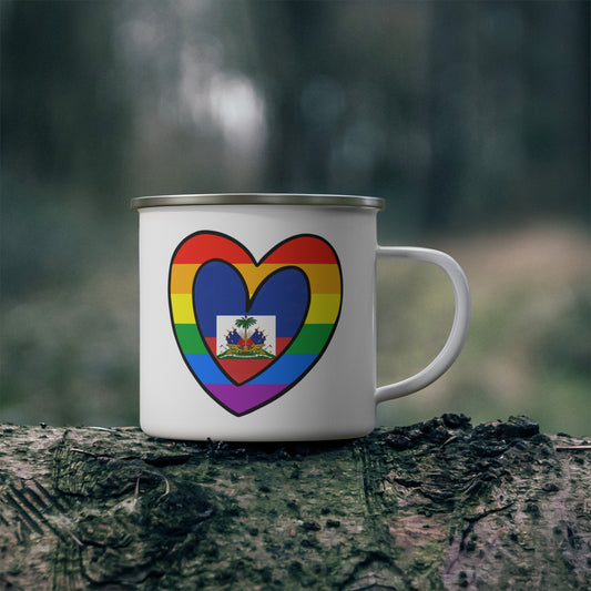 Haitian Rainbow Flag Heart Haiti Pride Month 12oz Enamel Mug