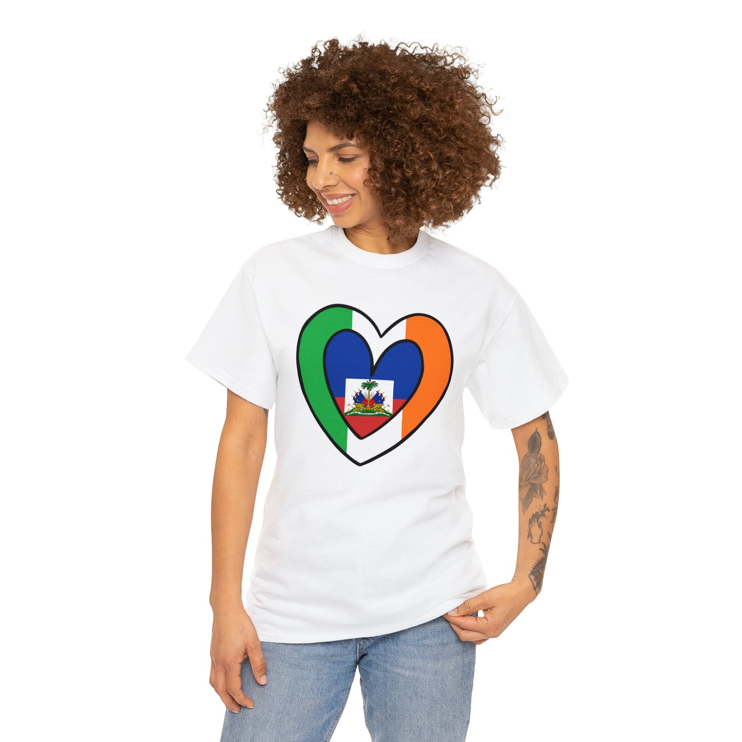 Haitian Irish Flag Heart Half Haiti Ireland T-Shirt | Unisex Tee Shirt