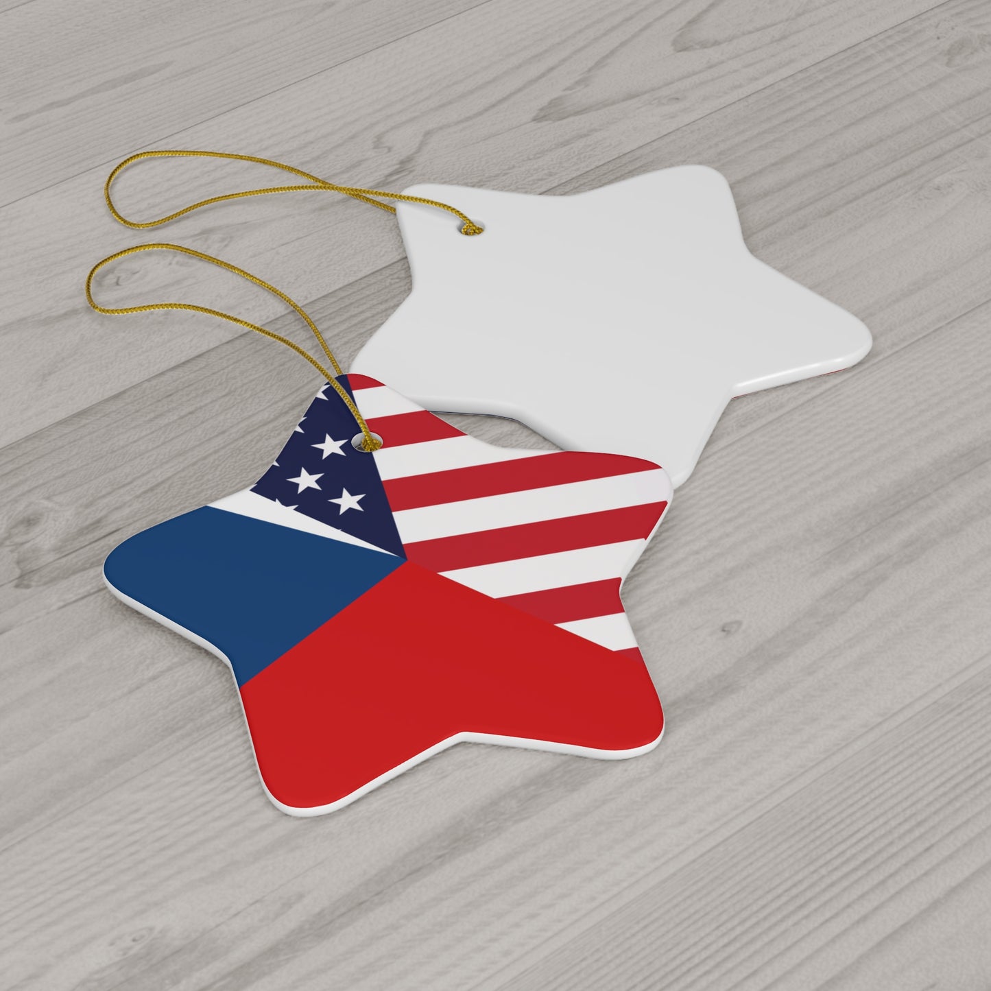 Czech Republic American Flag Czechia USA  Ceramic Ornament | Christmas Tree Ornaments