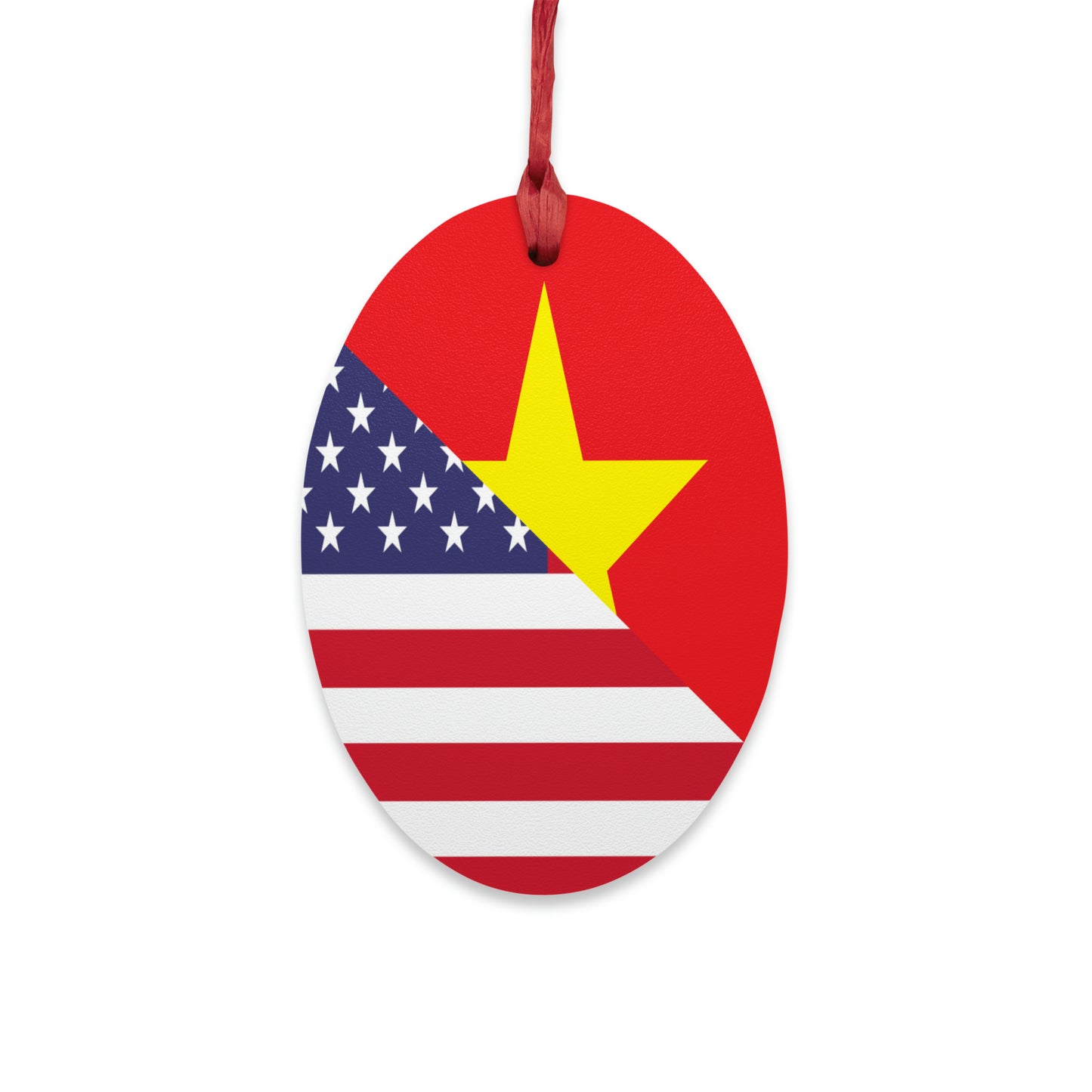 Vietnamese American Flag Half Vietnam USA Wooden Ornament