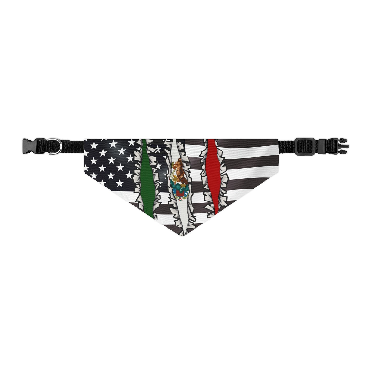 Mexican American Slashed Flag Pet Bandana Collar | USA US Mexico Dog Cat