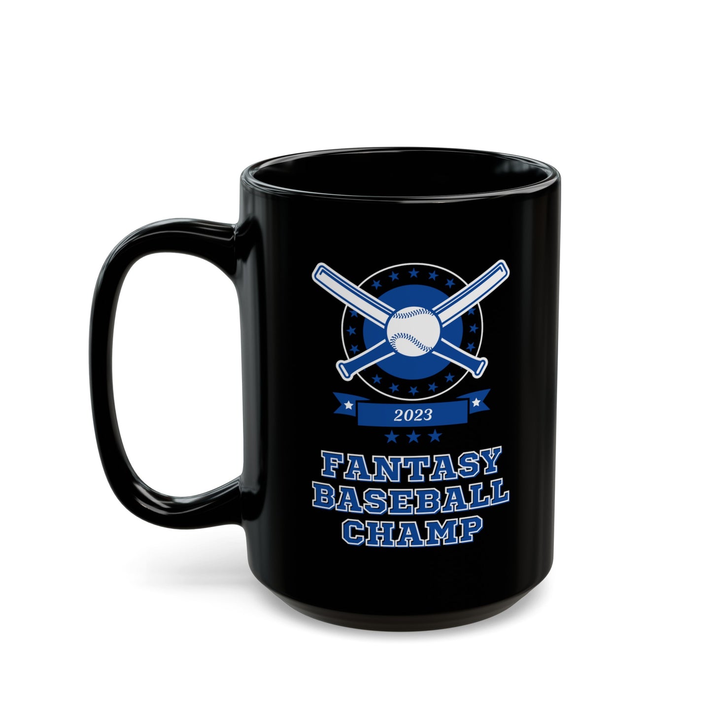 Fantasy Baseball 2023 Champion Fantasy League Champ Black Mug (11oz, 15oz)