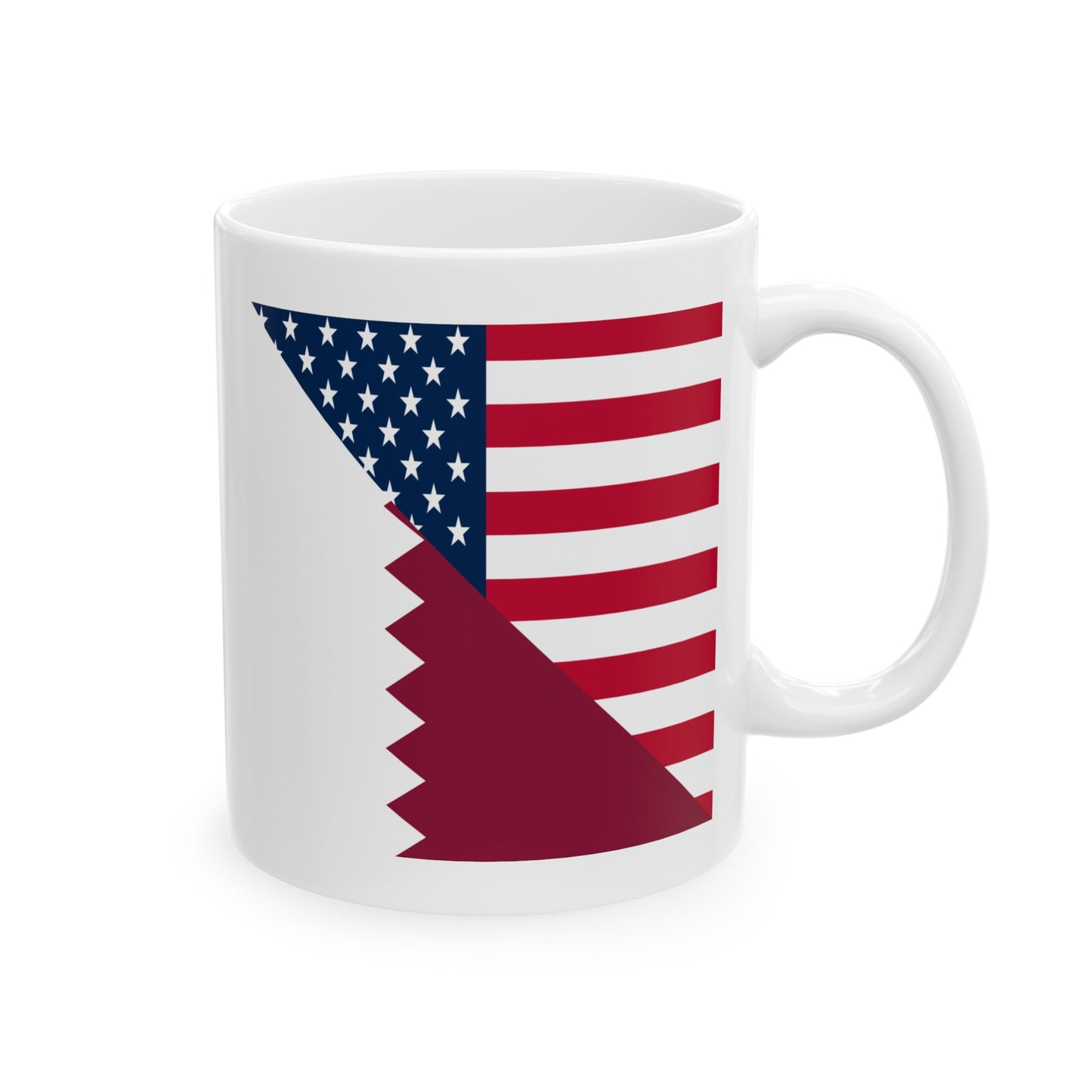 Qatar American Flag Half Qatari USA Ceramic Mug 11oz, 15oz Cup