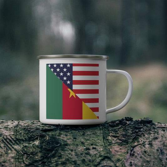 Cameroon American Flag Cameroonian USA 12oz Enamel Mug