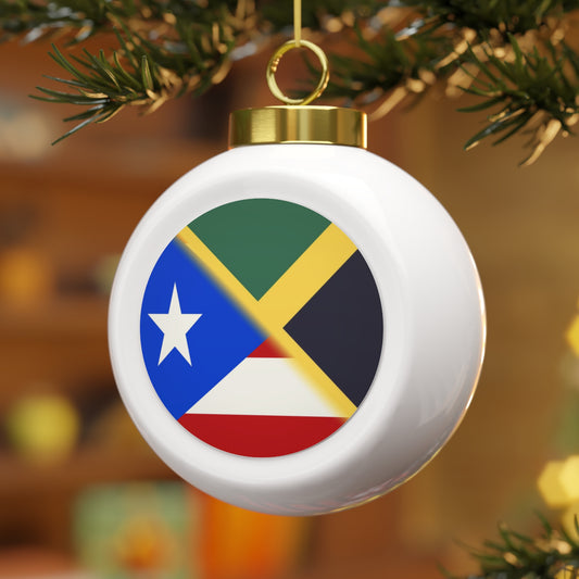 Jamaica Puerto Rico Flag | Jamaican PR Flag Christmas Tree Ball Ornament