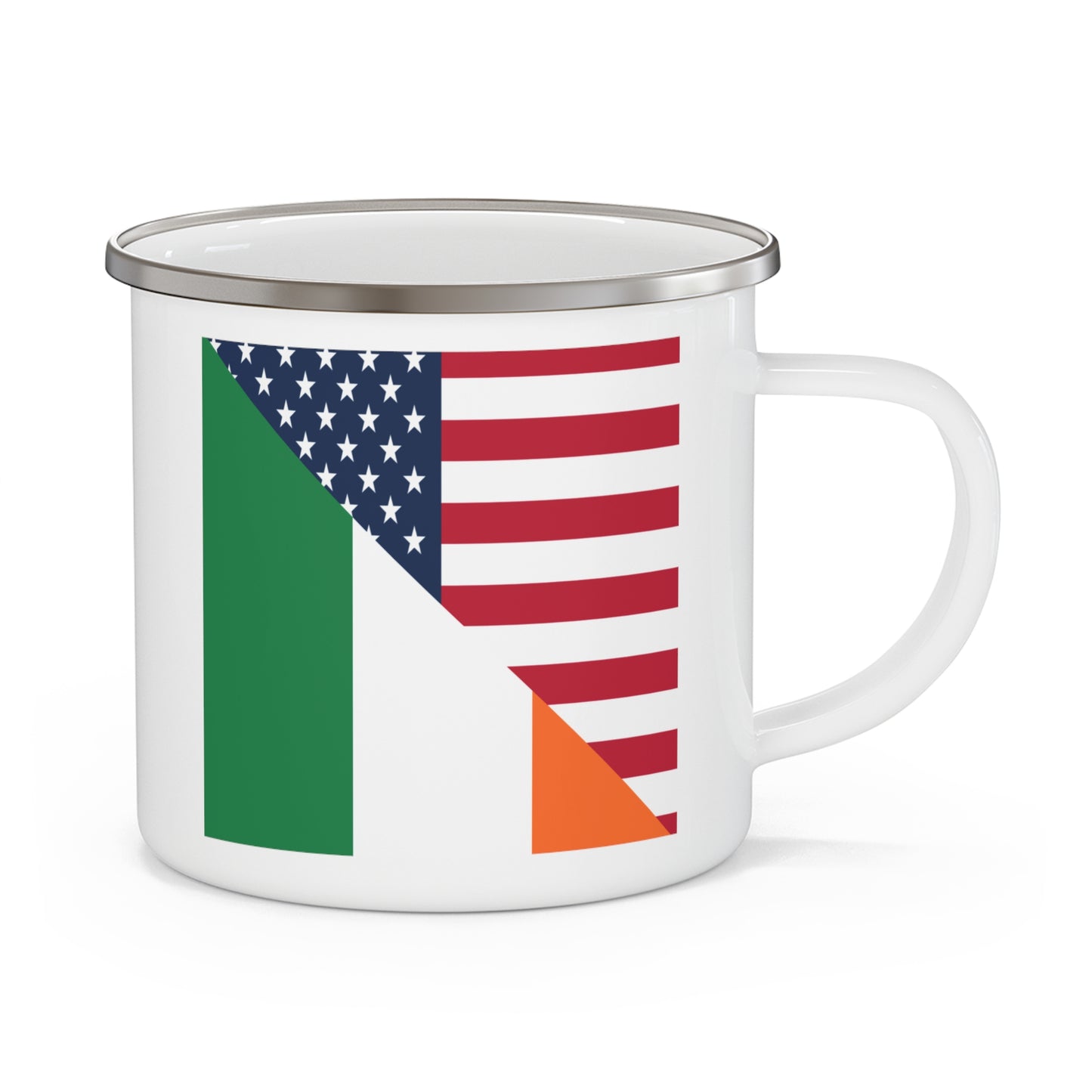 Irish American Flag Half Ireland USA 12oz Enamel Mug