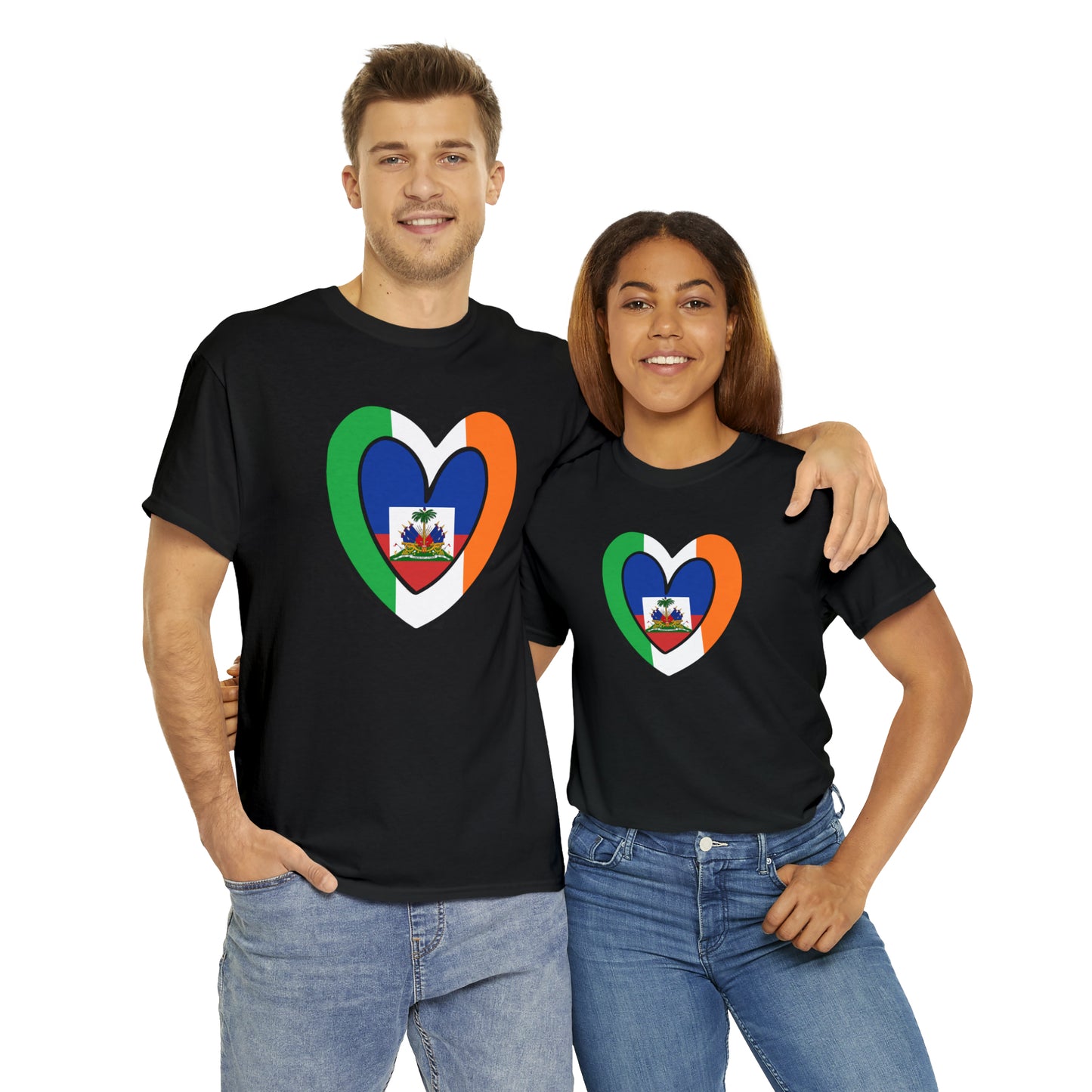 Haitian Irish Flag Heart Half Haiti Ireland T-Shirt | Unisex Tee Shirt