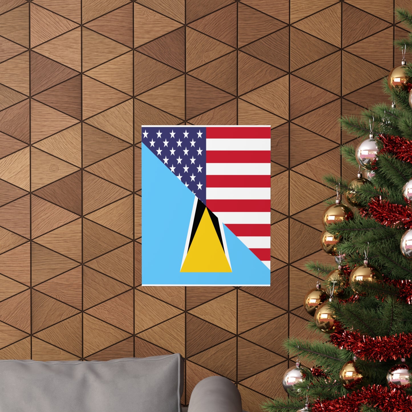 St Lucian American Flag St Lucia USA Premium Matte Poster