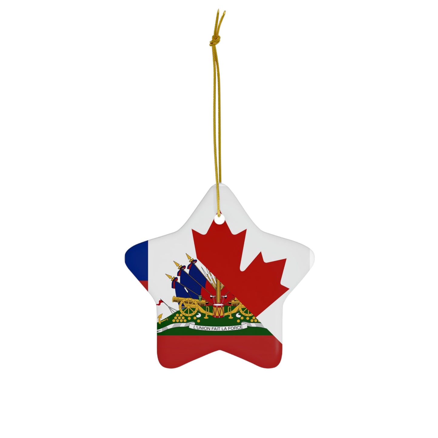 Haitian Canadian Flag | Half Haiti Canada Canadien Ceramic Ornament | Christmas Tree Ornaments