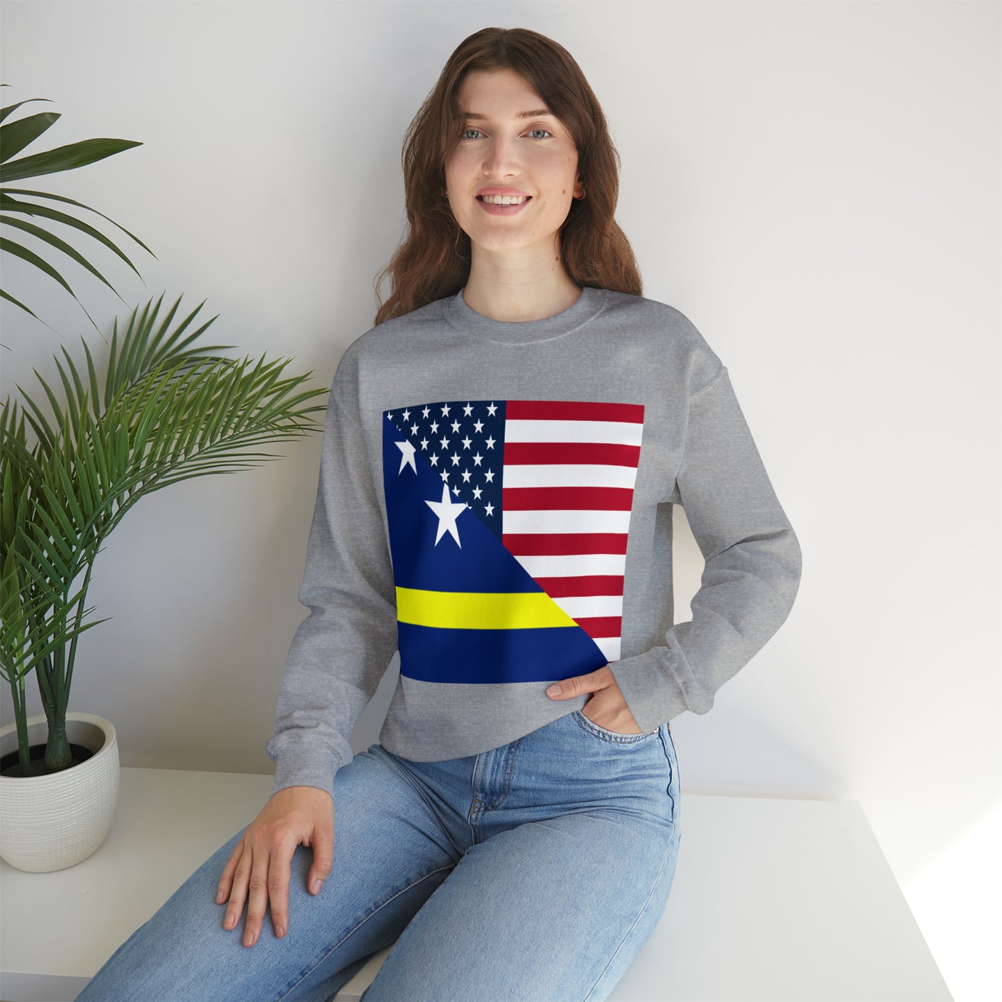 Curacao American Flag Half Curacaoan USA Unisex Sweatshirt