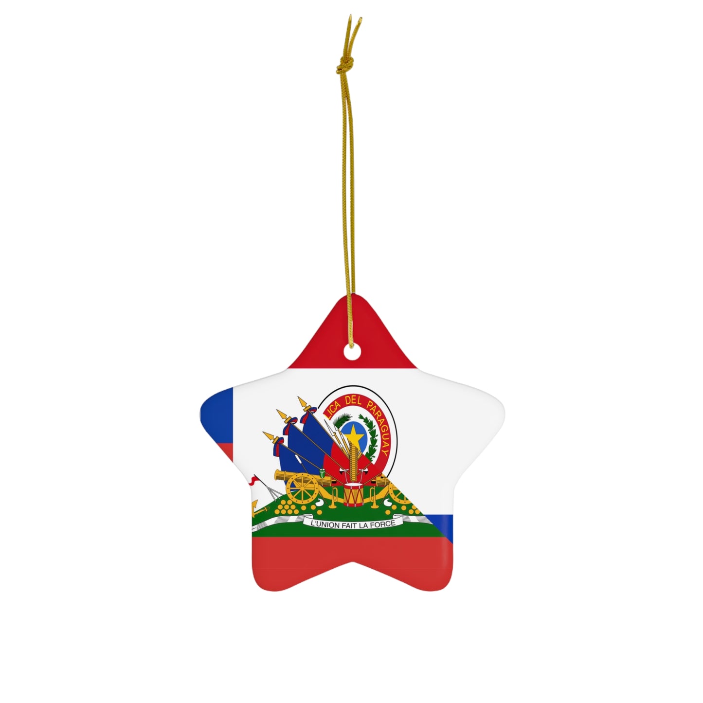 Haitian Paraguayan Flag | Haiti Paraguay Ceramic Ornament | Christmas Tree Ornaments