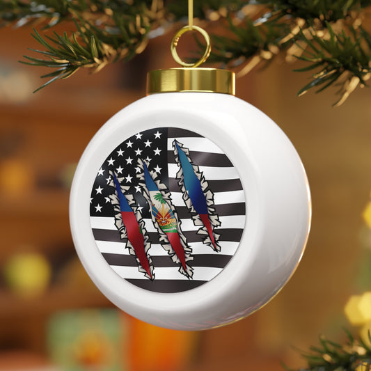 Slashed Haitian Flag | Haiti Christmas Tree Ball Ornament