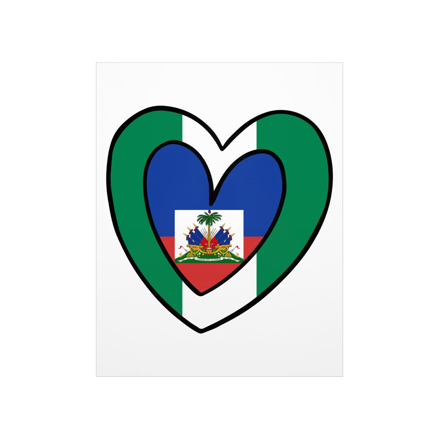 Nigerian Haitian Flag Inner Heart Nigeria Haiti  Premium Matte Poster