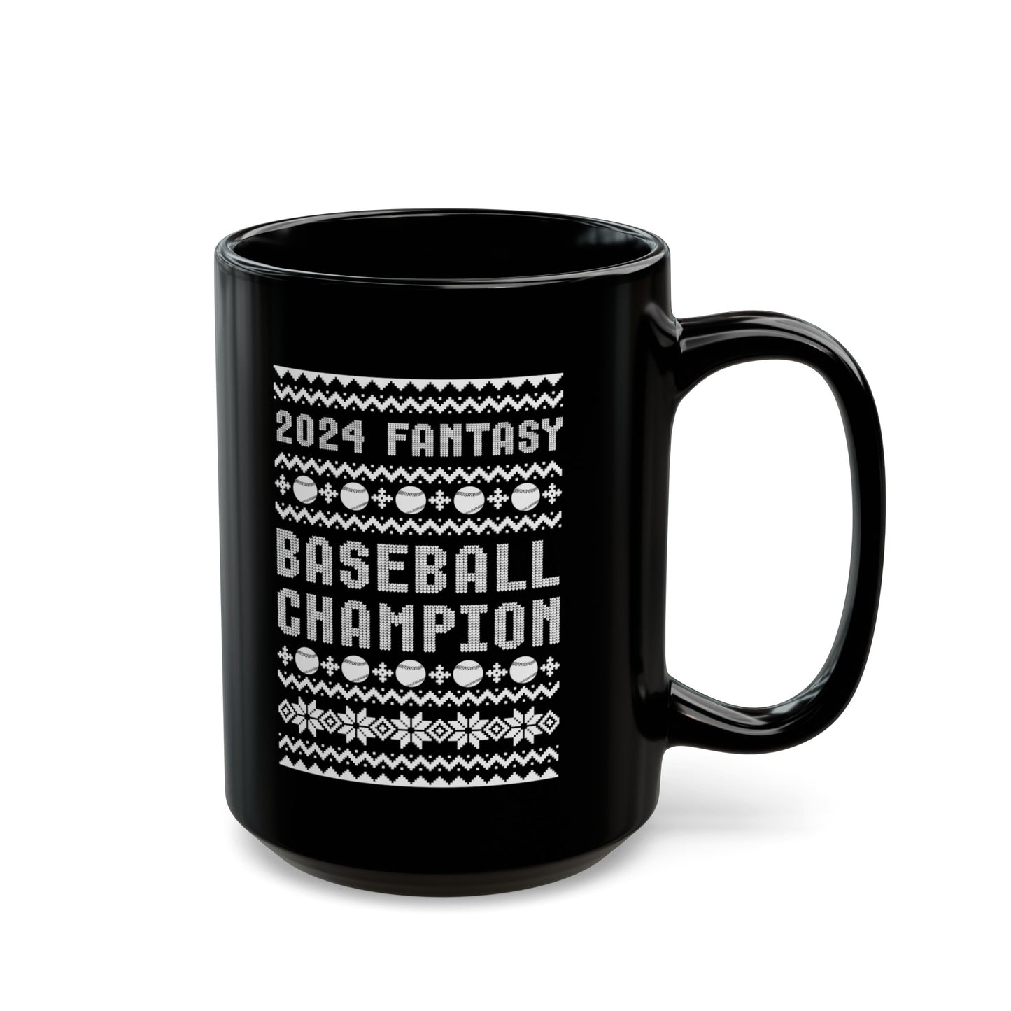 2024 Fantasy Baseball Champ Ugly Christmas Black Mug (11oz, 15oz)