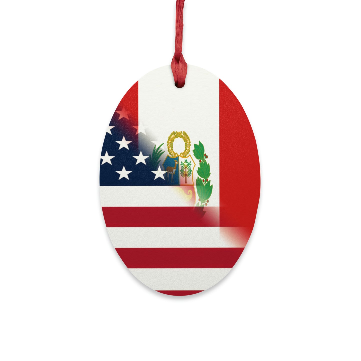 Peru America Flag | Peruvian American Flag Wooden Ornament