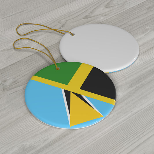 Jamaica St Lucia Flag Jamaican Ceramic Ornament | Christmas Tree Ornaments