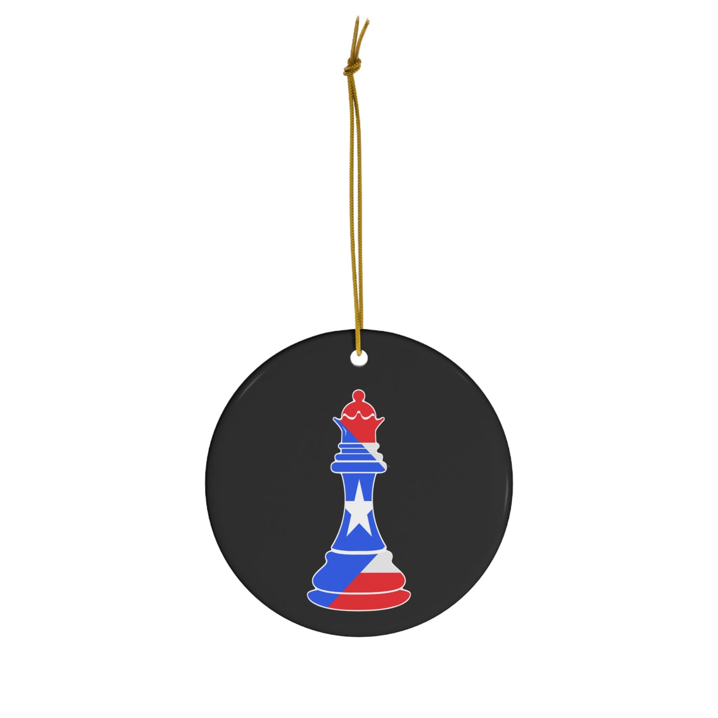 Puerto Rican Queen Flag Chess Piece Boricua Ceramic Ornament | Christmas Tree Ornaments