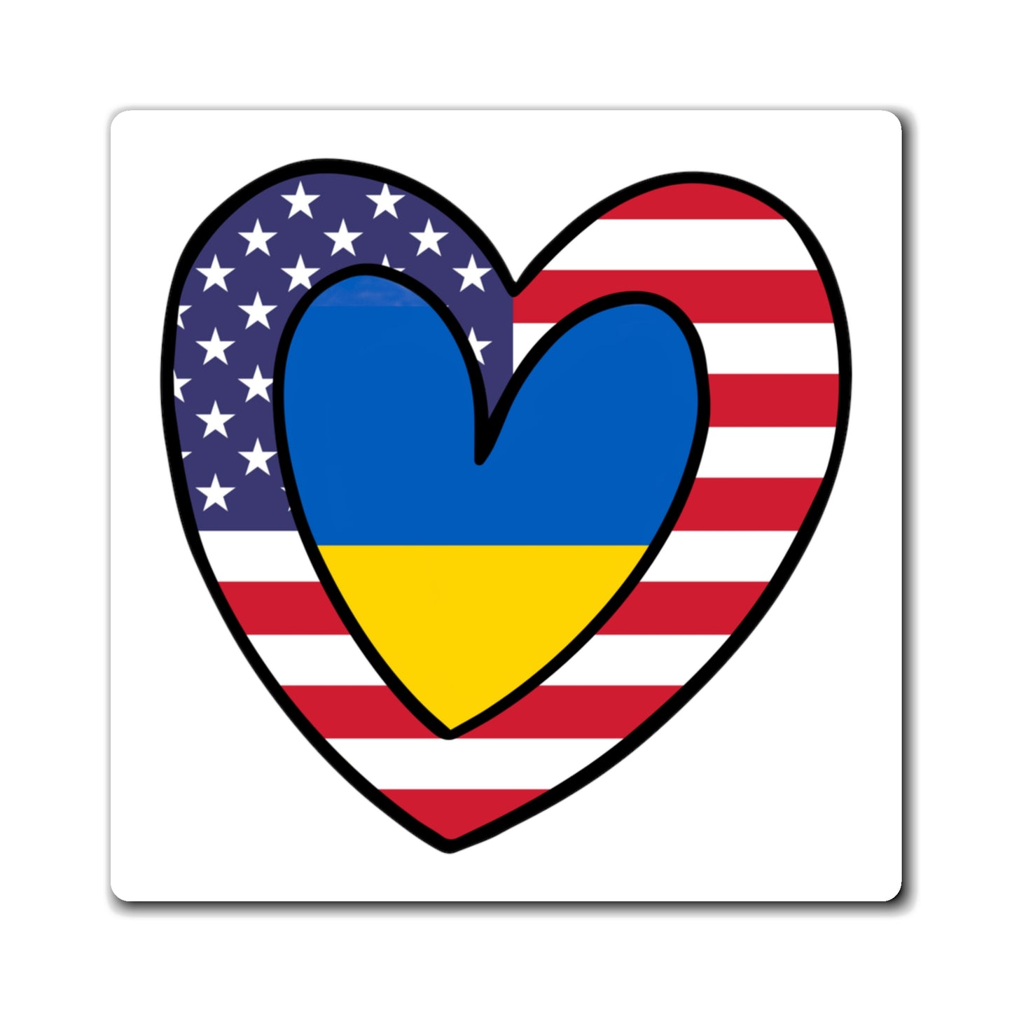 American Ukrainian Flag Inner Heart USA Ukraine  Magnet