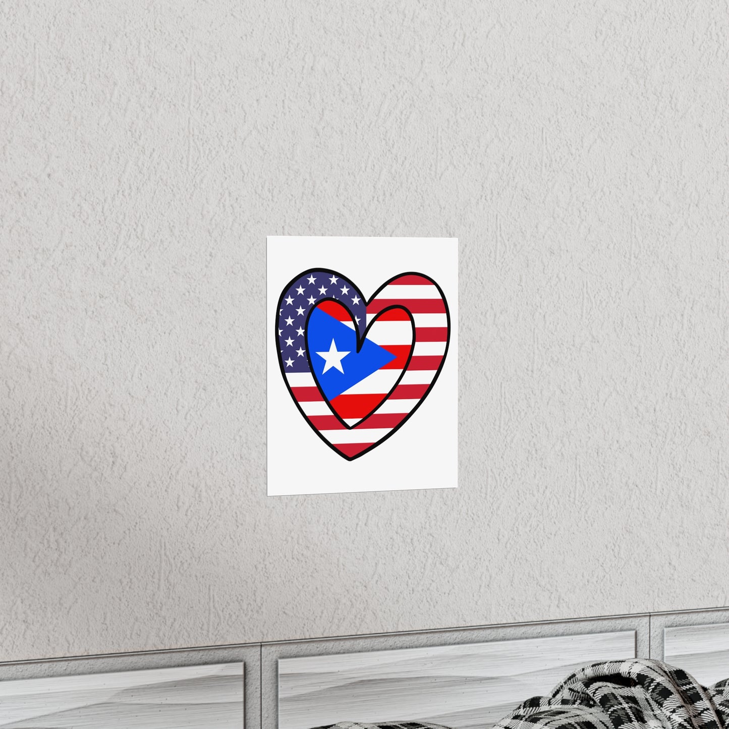 Puerto Rican American Heart Valentines Day Gift Half Boricua PR USA Flag Premium Matte Poster