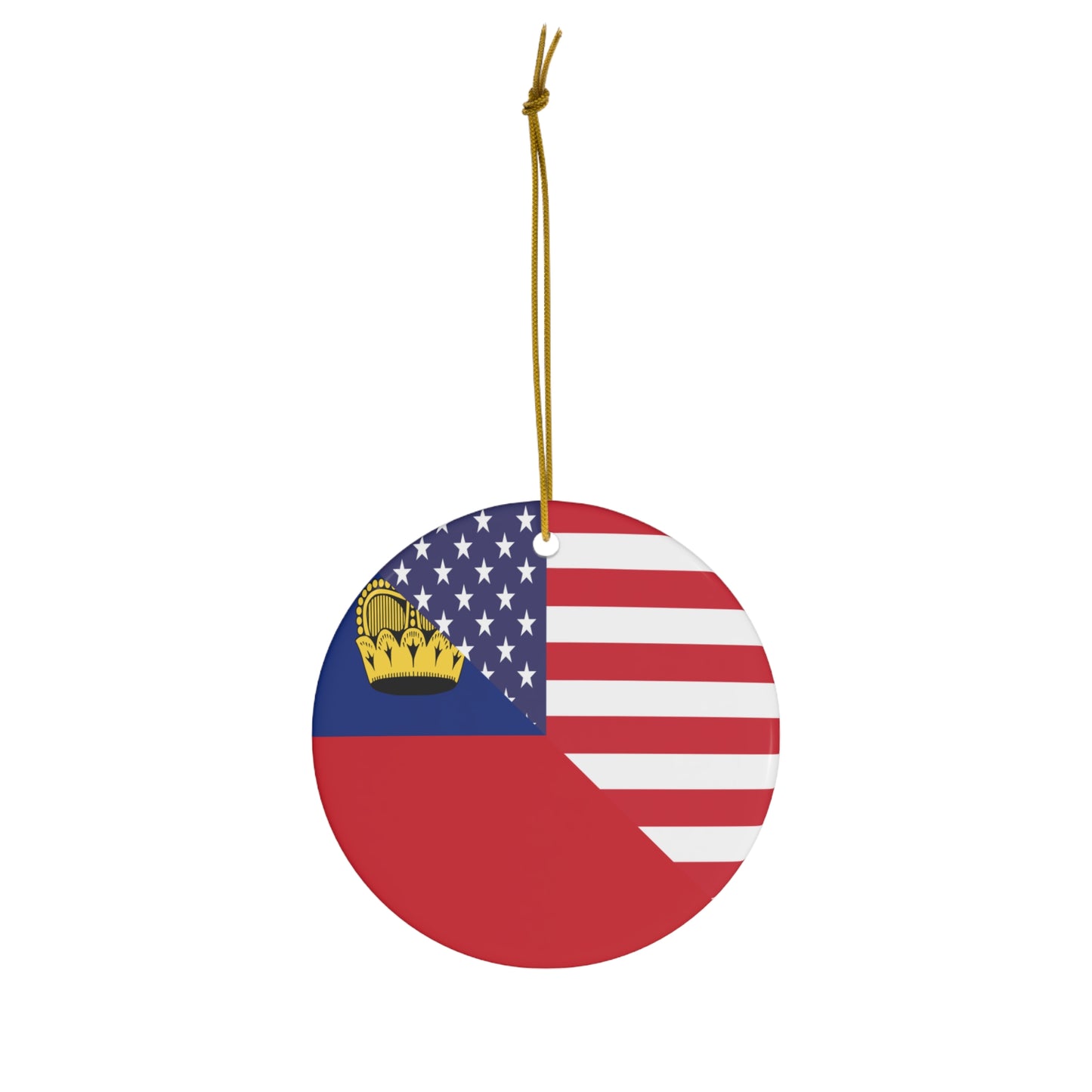 Liechtenstein American Flag Ceramic Ornament | Christmas Tree Ornaments