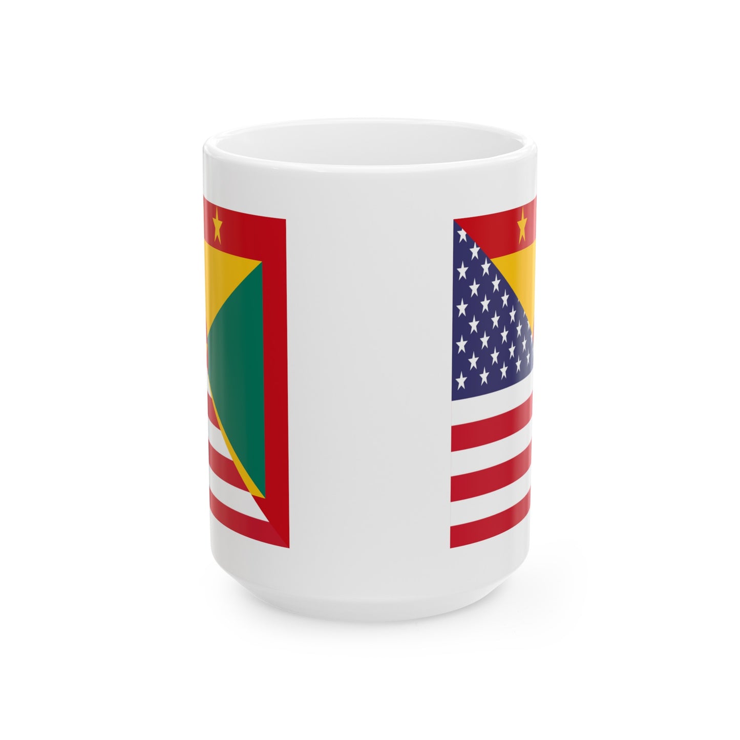 Grenadan American Flag Half Grenada USA Ceramic Mug 11oz, 15oz Cup