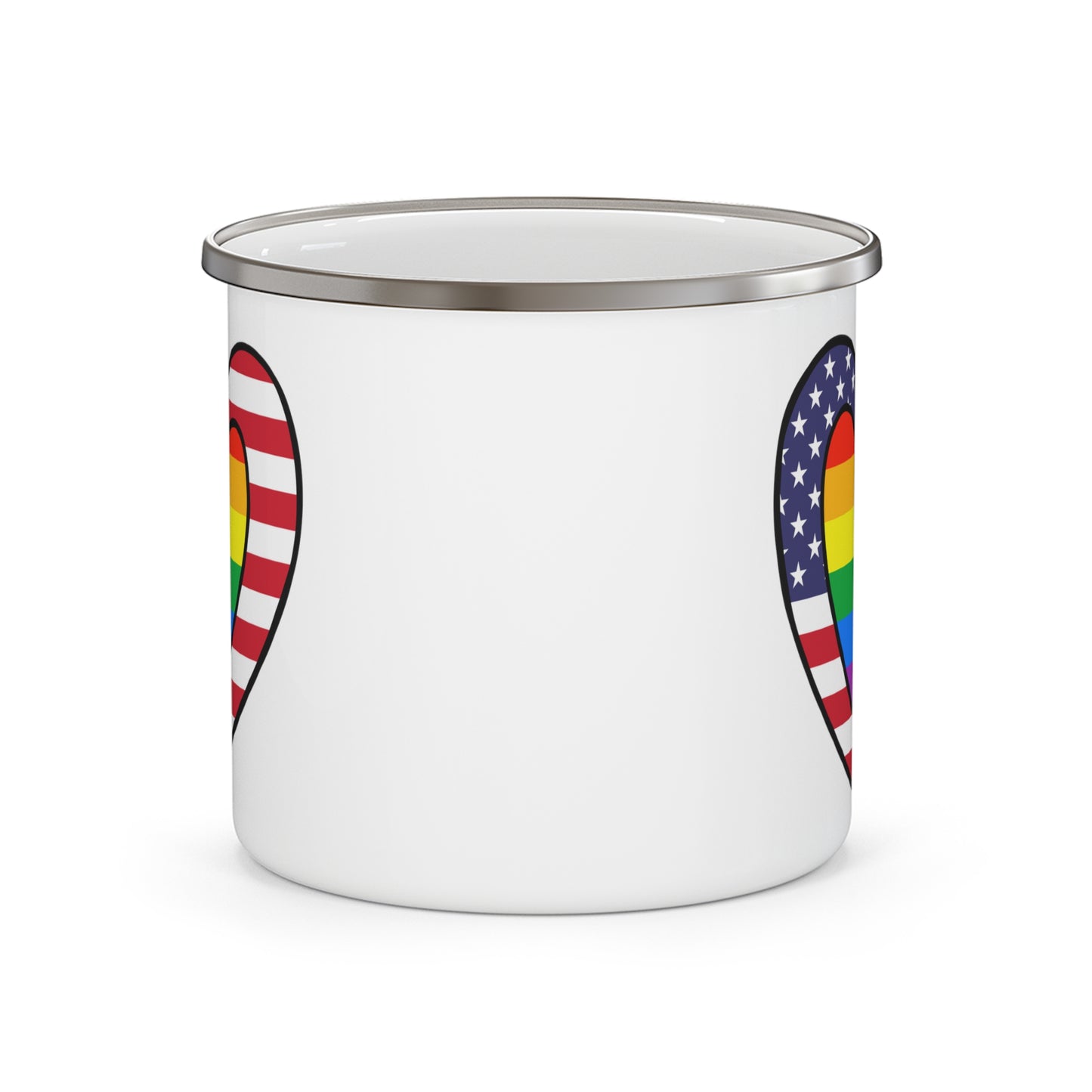 Rainbow American Flag Heart Pride Parade 12oz Enamel Mug