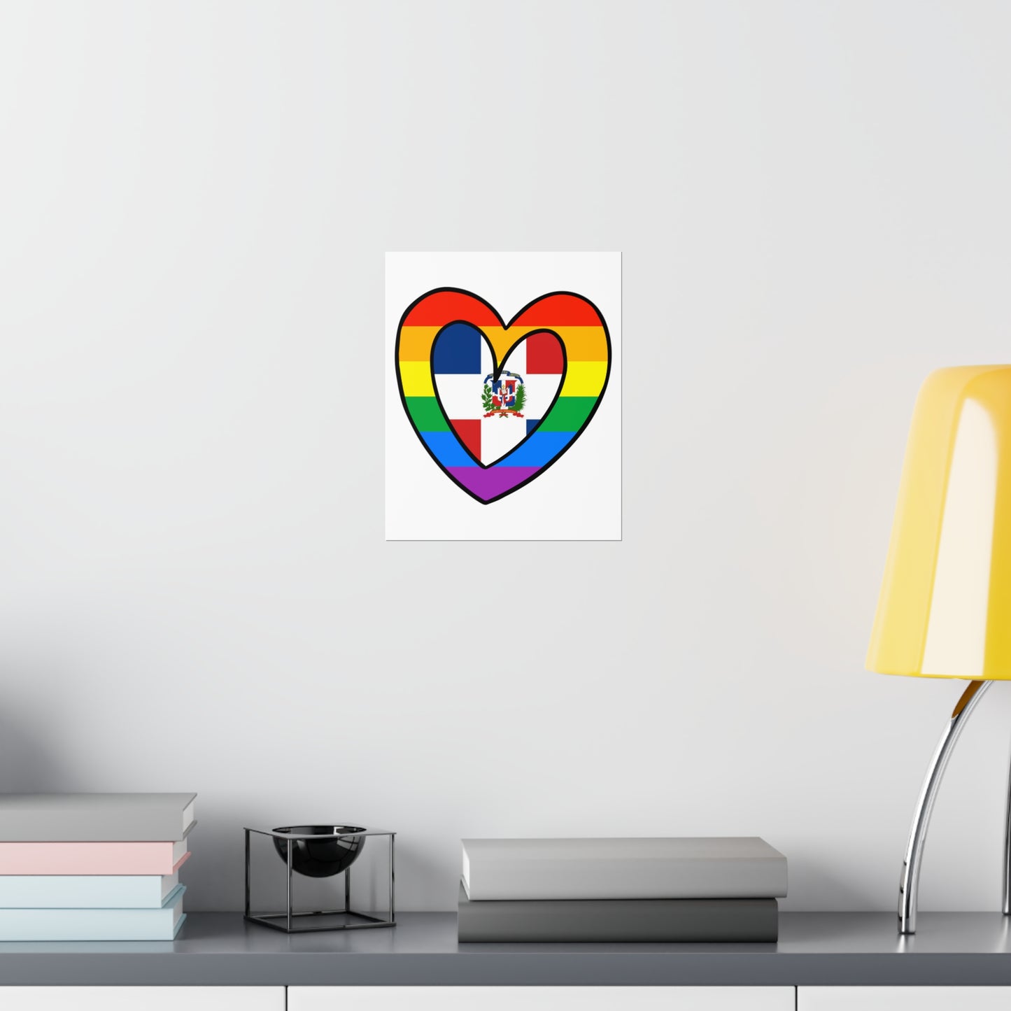 Dominican Rainbow Flag Heart DR Pride Month Premium Matte Poster