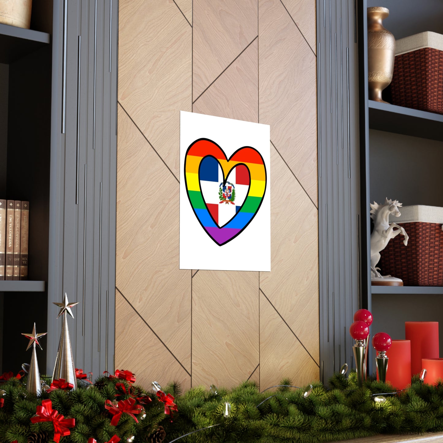 Dominican Rainbow Flag Heart DR Pride Month Premium Matte Poster