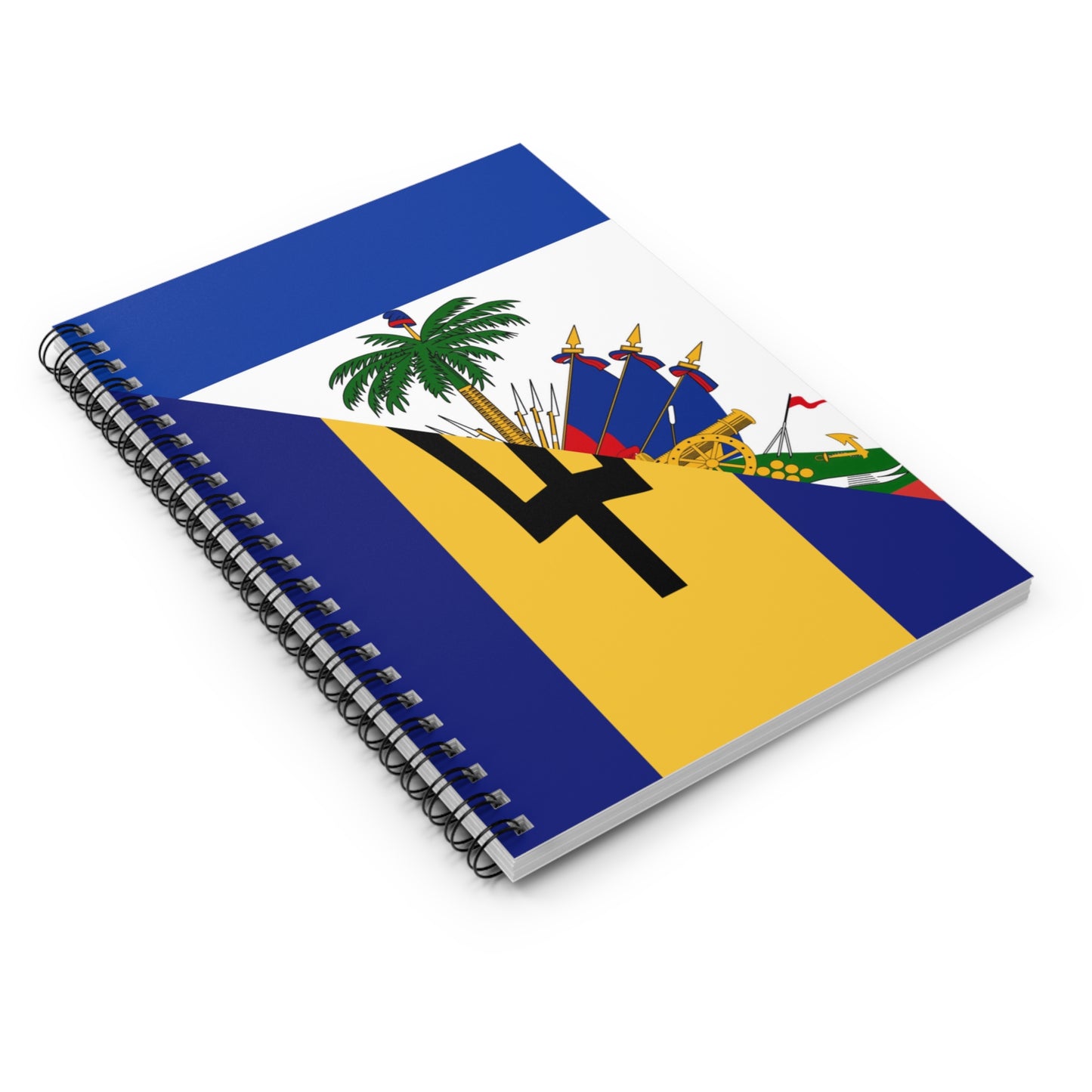 Haitian Bajan Flag Half Haiti Barbados Spiral Notebook - Ruled Line