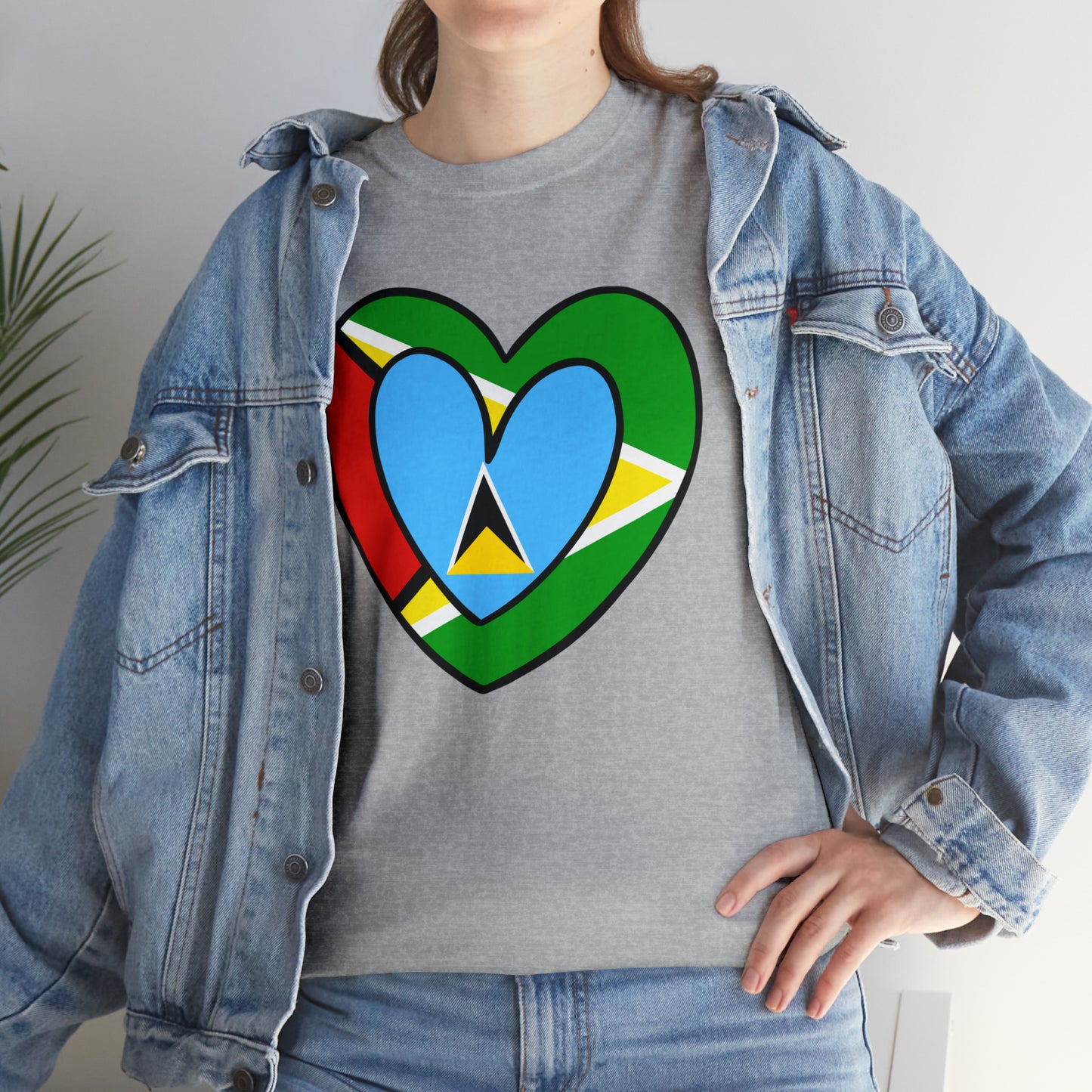 St Lucian Guyanese Heart Flag Guyana T-Shirt | Unisex Tee Shirt