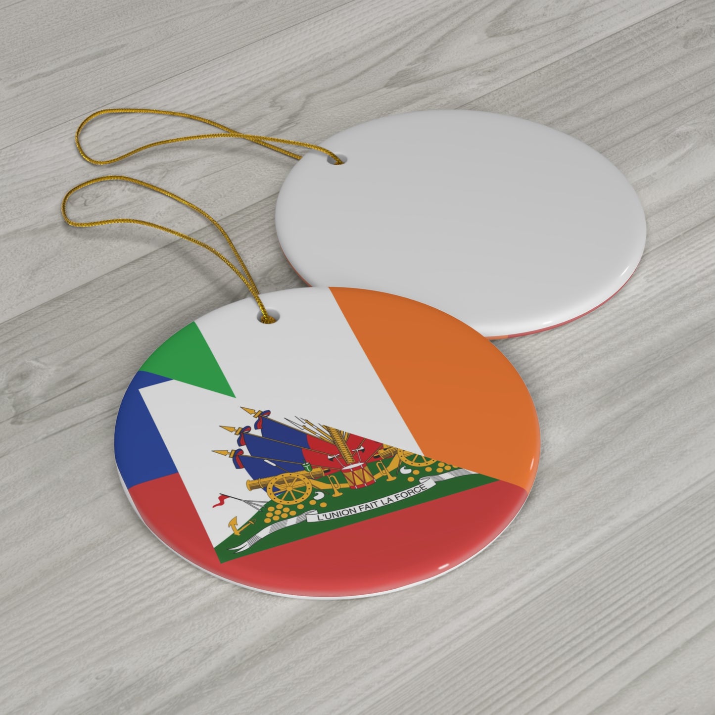 Haitian Irish Flag Half Haiti Ireland Ceramic Ornament | Christmas Tree Ornaments