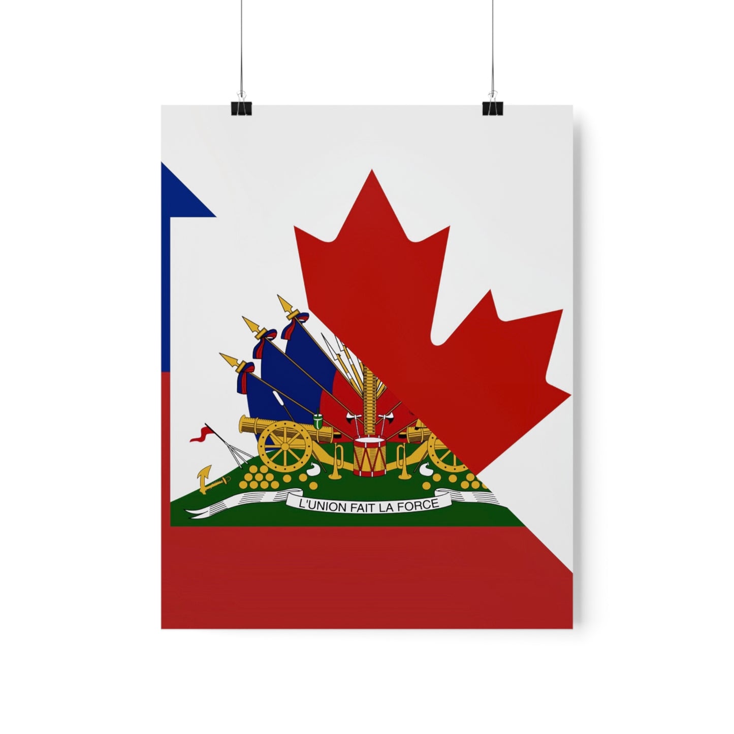 Haitian Canadian Flag | Half Haiti Canada Canadien Premium Matte Poster