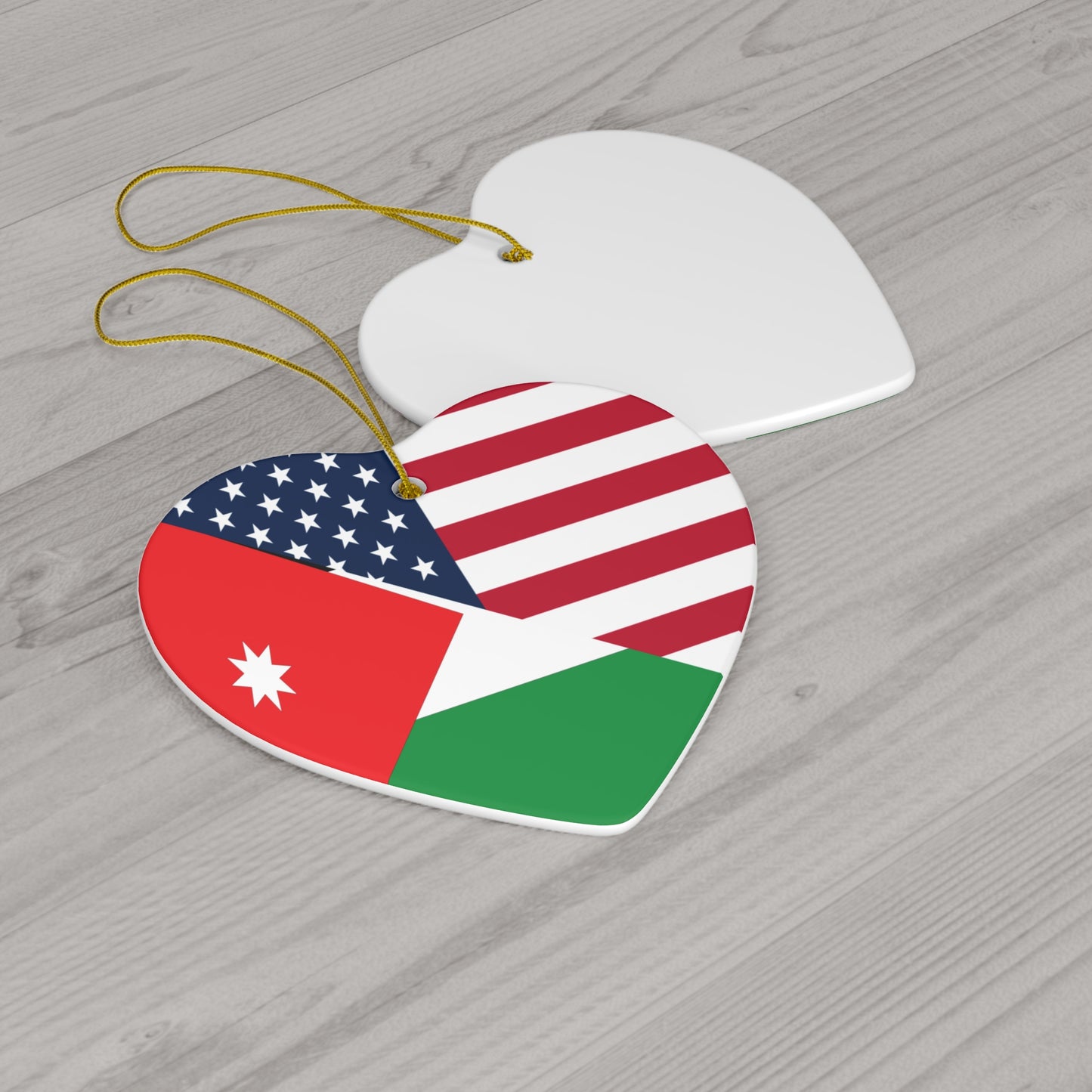 Jordan American Flag Half Jordanian USA Ceramic Ornament | Christmas Tree Ornaments