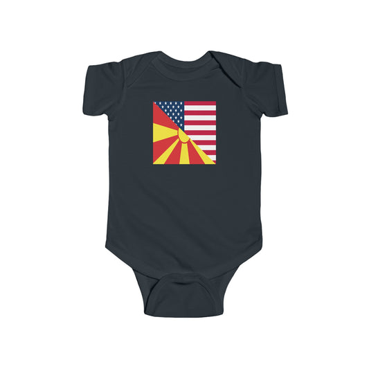 Macedonian American Flag Baby Bodysuit | Macedonia USA Newborn Girl Boy