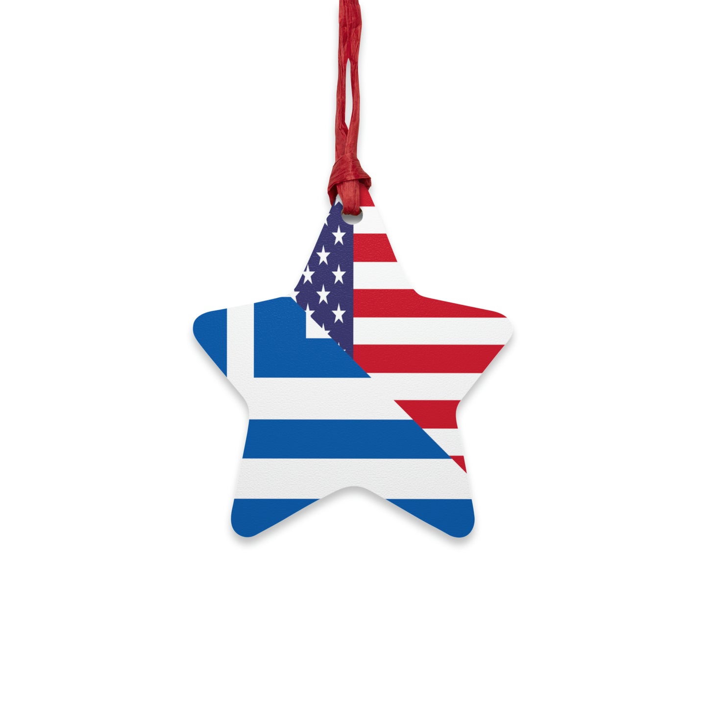 Greek American Flag Half Greece USA Wooden Ornament