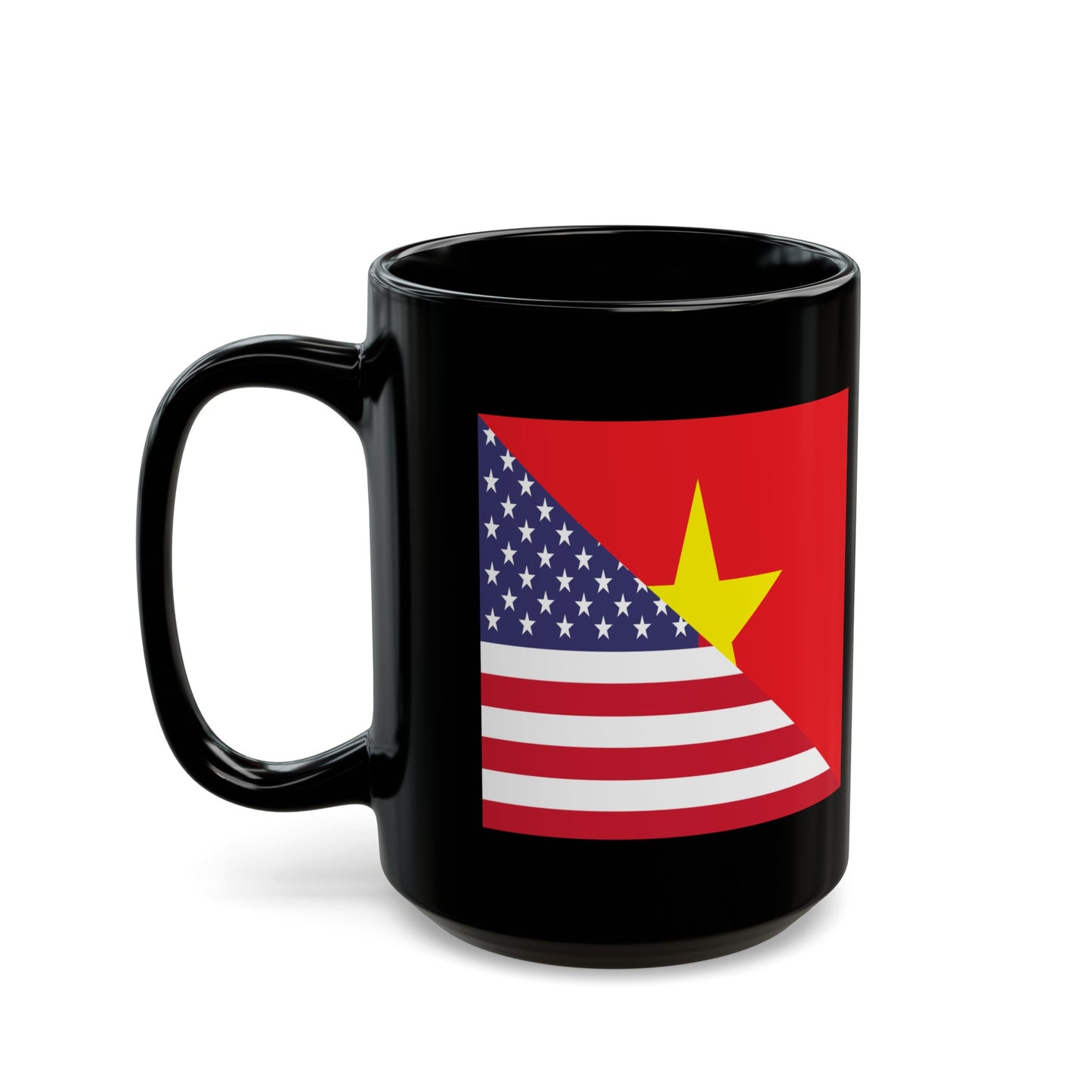 Vietnamese American Flag Half Vietnam USA Black Mug (11oz, 15oz)