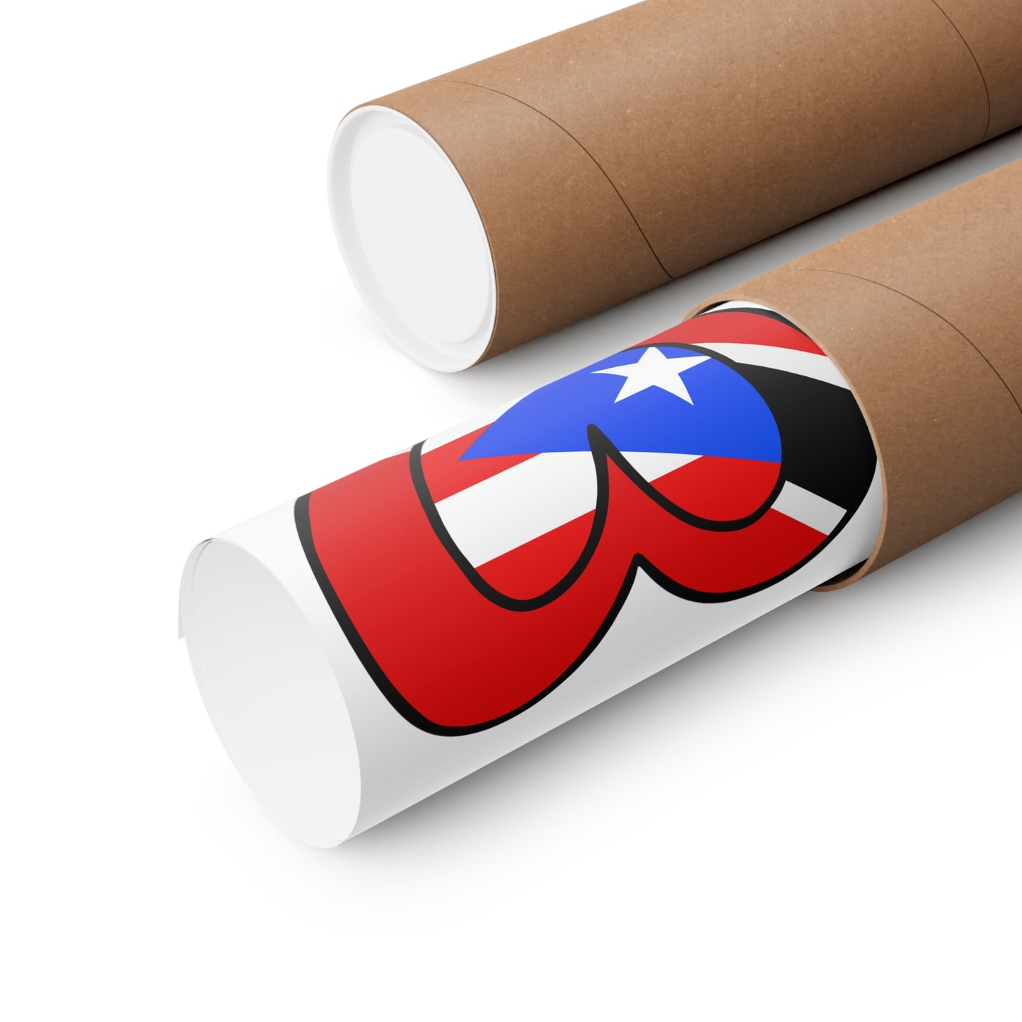 Puerto Rican Trini Heart Valentines Day Gift Half PR Trinidad Flag Premium Matte Poster