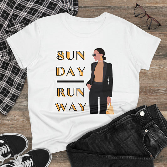 Women's Sunday Runway | Brunch Fashion Sunday Funday Cotton Tee Shirt