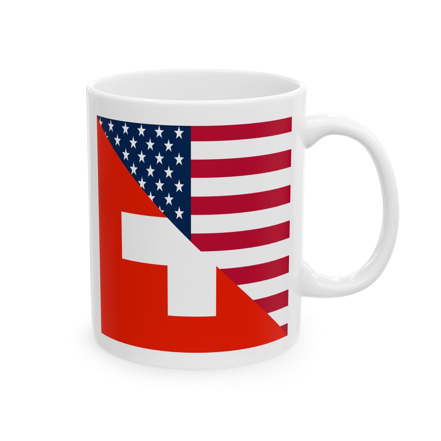 Swiss American Flag Switzerland USA Ceramic Mug 11oz, 15oz Cup