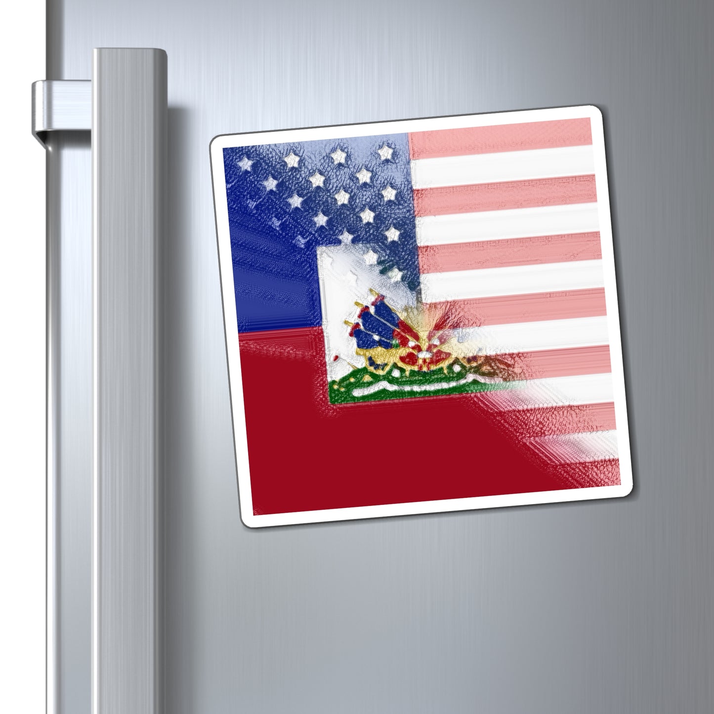 Haiti America Flag Painted | Half Haitian American Flag Magnet