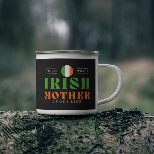 Irish Mother Looks Like Ireland Flag Mothers Day 12oz Enamel Mug