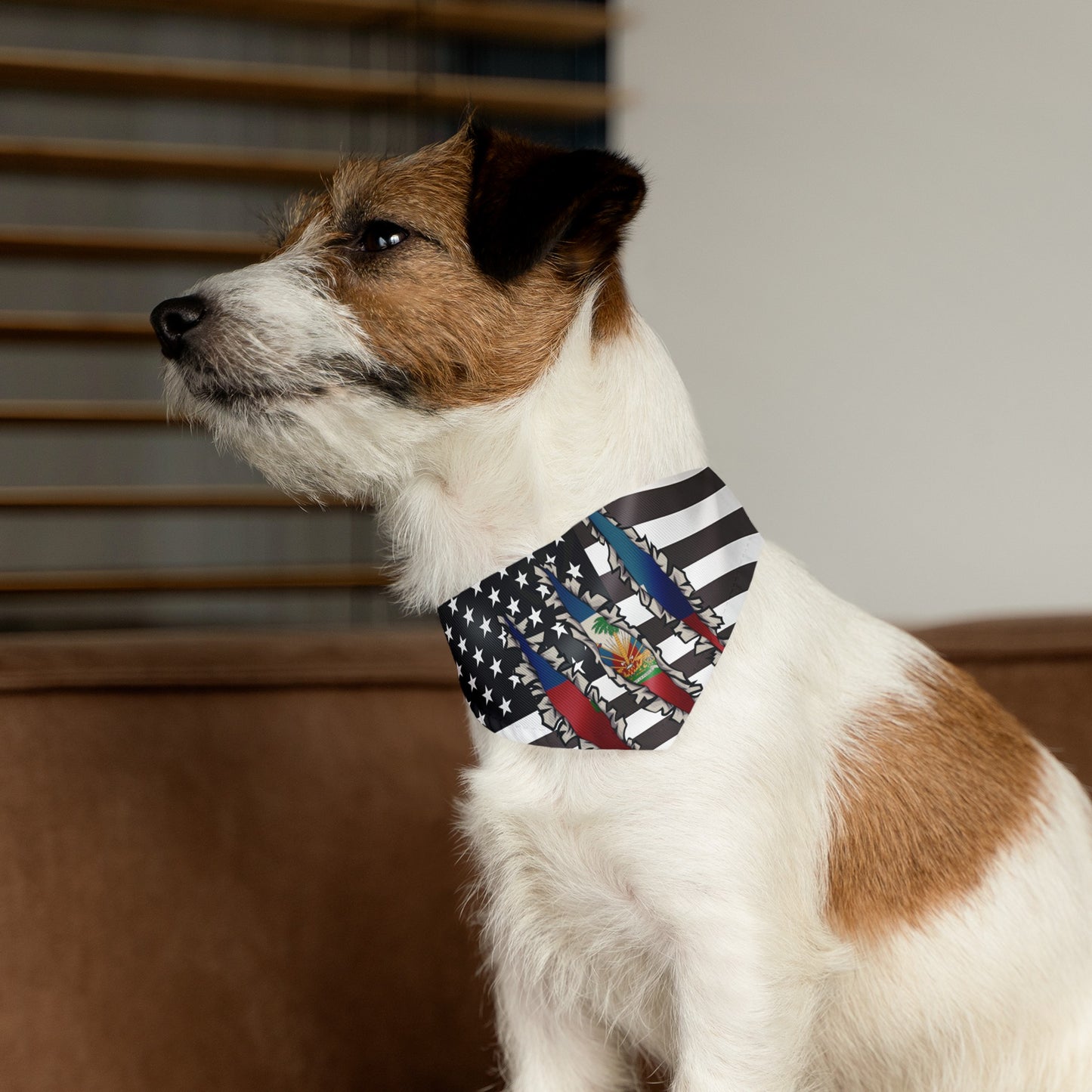 Haitian - American Flag Pet Bandana Collar | USA US Haiti Caribbean Dog Cat